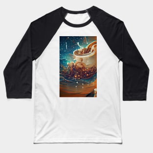 The Coffee Starry Teal ocean| starry night Baseball T-Shirt